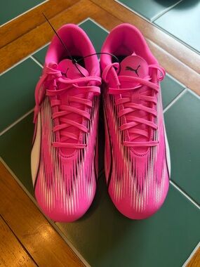 Puma Hot Pink and White Soccer Cleats